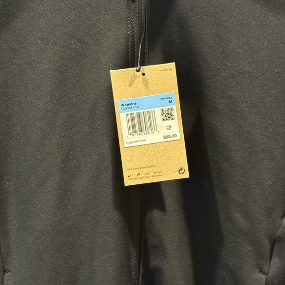 $85 Women’s Nike One Rib Dri-FIT Full Zip Black Training Jacket Medium - Picture 2 of 2